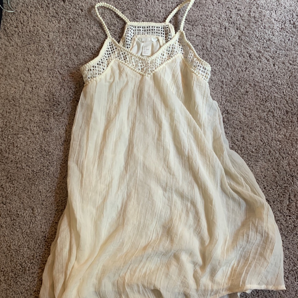 Eggshell dress- embroidered top and flowey